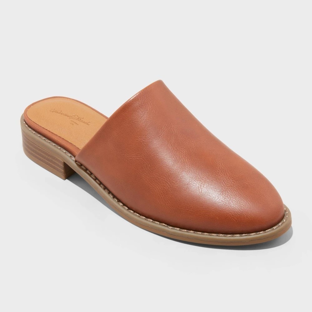 Universal Thread Rita Mule Flat Women's 8.5 Brown Faux Leather NWT
